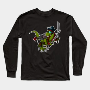 Ninja space pirate dinosaur with two Katanas Long Sleeve T-Shirt